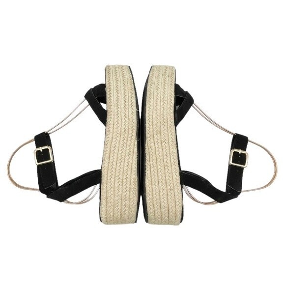 Lulus Cobi Black Faux Suede Espadrille Platform Sandals Size 8.5 Flatform Shoes - Picture 11 of 15